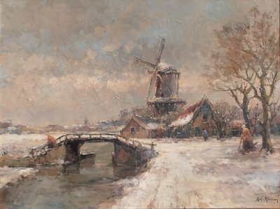 Winterlandschaft mit Mühle von Arnold Hendrik Koning